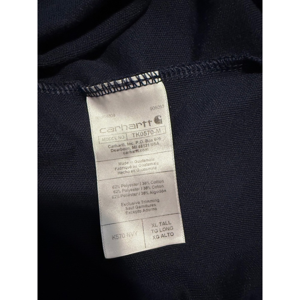 Carhartt Mens XL Tall Loose Fit Navy Blue Pocket Polo Shirt - Picture 6 of 7